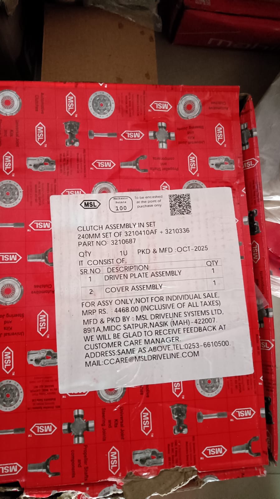 CLUTCH ASSY SET 3210687 MSL MAHINDRA BOLERO PICKUP